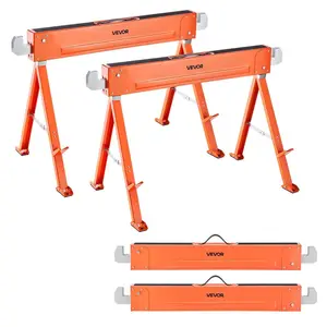 VEVOR Saw Horses, 2 Pack Folding Work Horses, 440 lbs Load Capacity Sawhorse with Heavy Duty Legs, Adjustable Height Saw Horse with Non - Slip Foot Pads, for Woodworking, Carpenters ContractorsVEVOR Super Brand Day