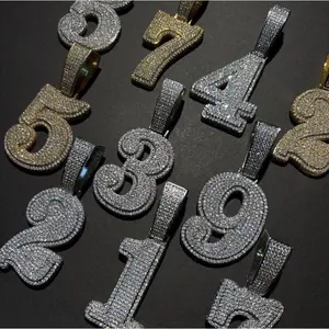 Number Pendant Number Chain Necklace Pendant chain number Zirconia iced out jewelry for DIY Hip Hop JewelryGift