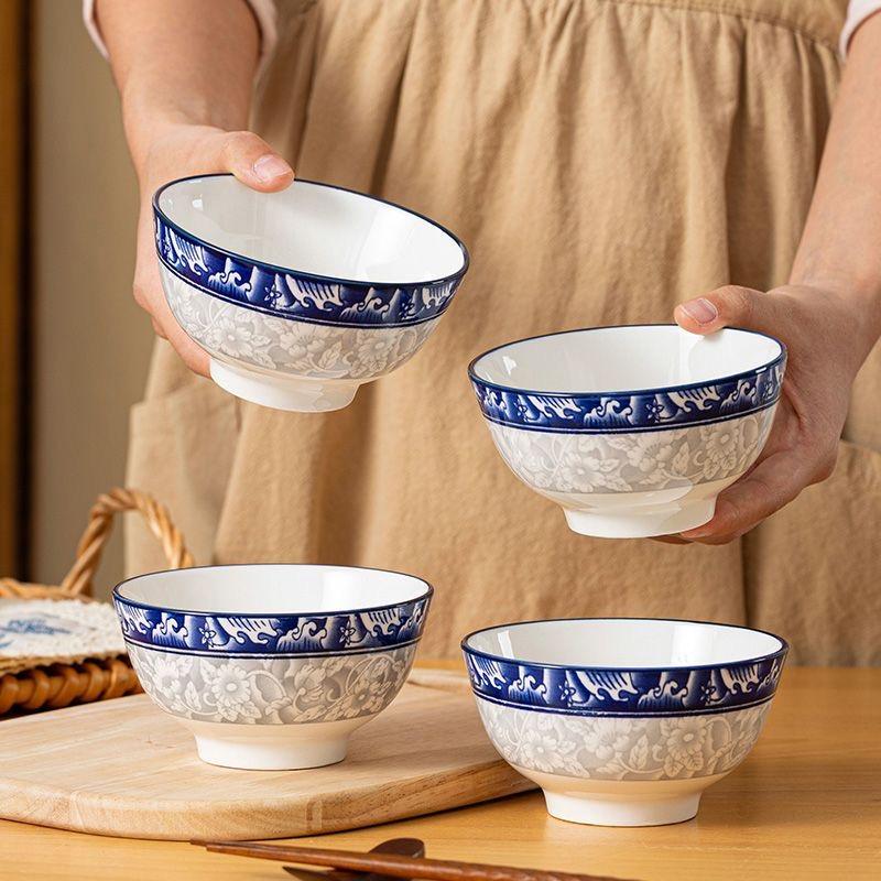Viral Chinese Style Blue Wave Ceramic Bowls! BOYOU 4.5 Inch Underglaze Rice Bowls Set, Microwave & Dishwasher Safe, Thickened Anti-Scald Stackable Bowls for Pasta, Soup, Home Kitchen Upgrade Must-Have!