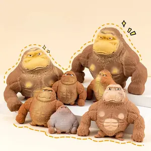 Cute Gorilla Figurines - Humorous Expression, Stretchable Squeeze Animal Statues, Home & Office Decor Ornaments