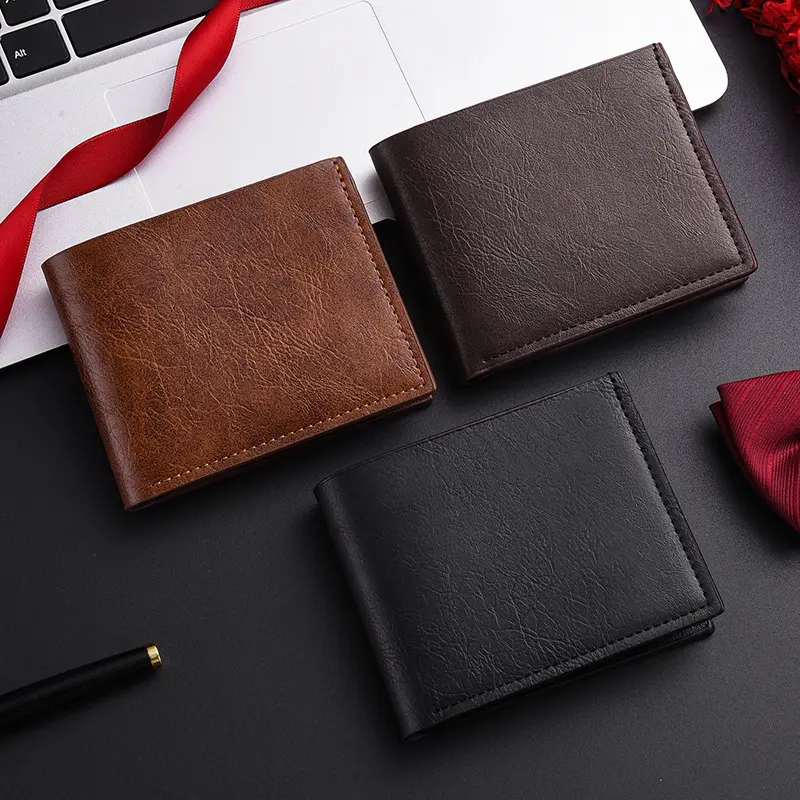 Men's Minimalist Slim Short Wallet Business Leather Purse Multi-Function Driver License Card Holder All In One