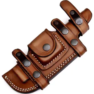 Leather Knife Sheath for Fixed Blade Knives, RIGHT HAND Leather Knife Holster Holder, Horizontal Sheath for Belt No:37