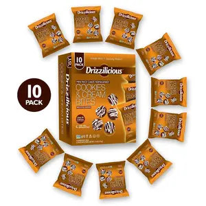 Drizzlilicious Chocolate Cookies & Cream Mini Rice Cakes - Vegan, Gluten-Free, Allergen-Free, 90 Calories, 10-Pack Healthy Snack for Adults & Kids