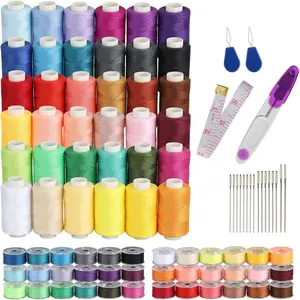 72Pcs Bobbins Sewing Kits, 500 Yards Per Spools with Needle, Threader, Scissors and Ruler, Prewound Bobbin with Case for Hand and Sewing Machine,36 Colors