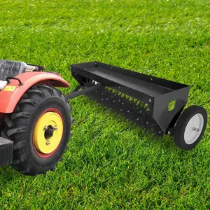 40 Inch Tow Behind Aerator, Plug Aerator for Lawn Tractor with Universal Hitch, Steel Coring Teeth & Transport Wheel, for Yard, Farm & Garden,Black