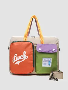 Japanese Style Dopaamine Colorblock Crossbody Bag, Large Capacity 15.6 Inch Laptop Backpack, Commuter Shoulder Tablet Bag