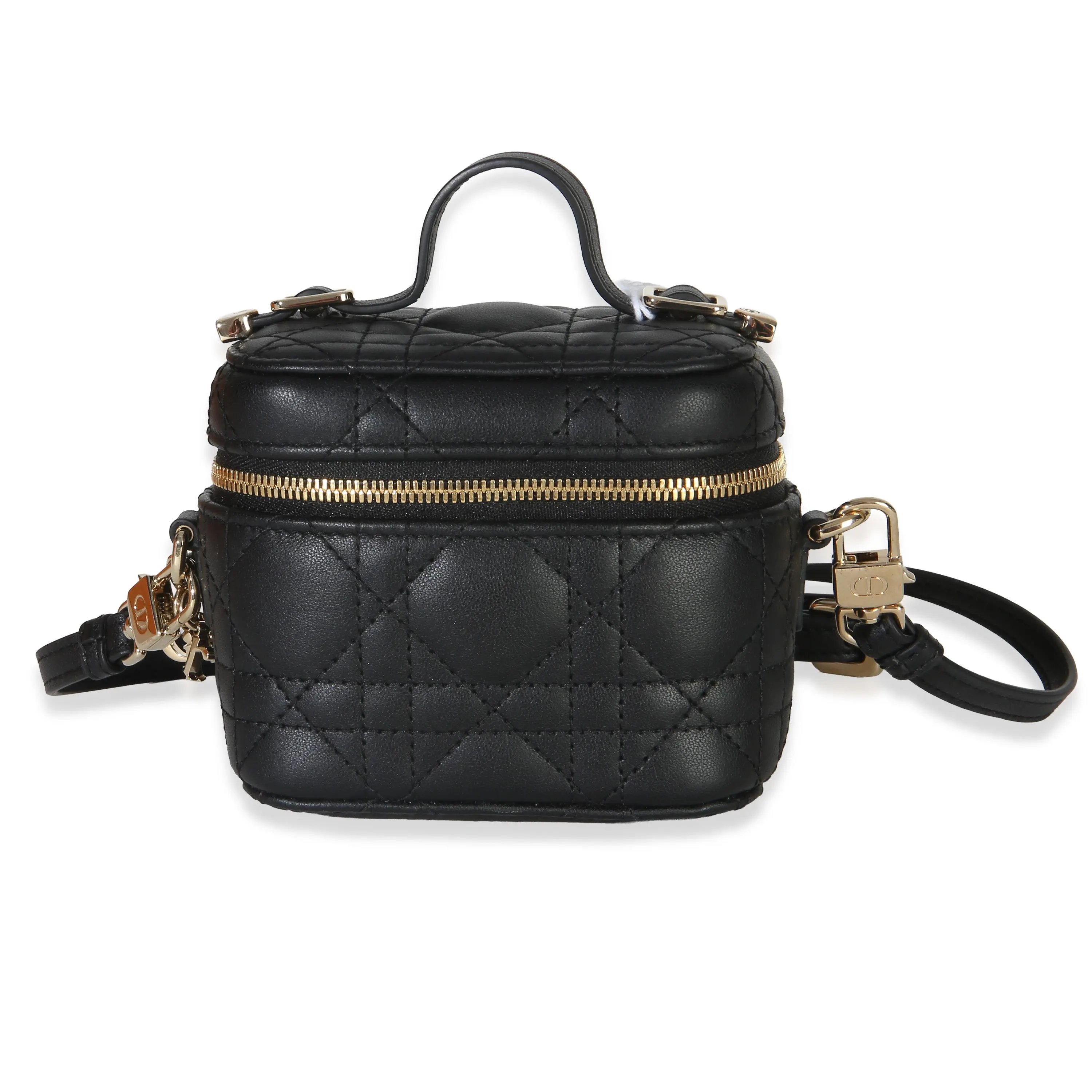 Pre-owned Leather Crossbody Bags Black Lambskin Cannage Micro Lady Dior Vanity Case