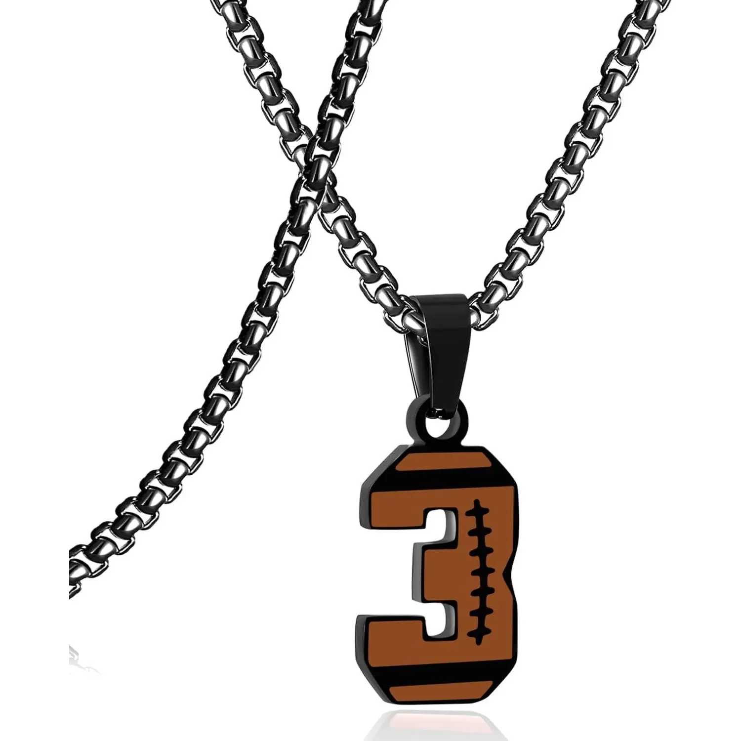 Football Number Necklace for Boys Athletes Jersey Black Number Chain for Men Stainless Steel Charm Number Pendant Sport Jewelry Gift for Men Stocking Stuffers Christmas New Year Gift for Men