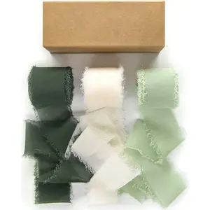 Handmade Chiffon Ribbon Tassel & Cream Color 1.5 Inch X 16.4 Feet, Wedding Invitation Bridal Bouquet Gift Packaging Craft Party Decor
