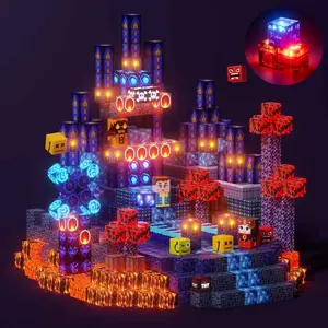 Blue Castle Magnetic Tiles 150 PCS with Lights, STEM Montessori Building Blocks for Kids Ages 3+, Light Up Sensory Toys & Educational Christmas Birthday Gifts for Boys and Girls