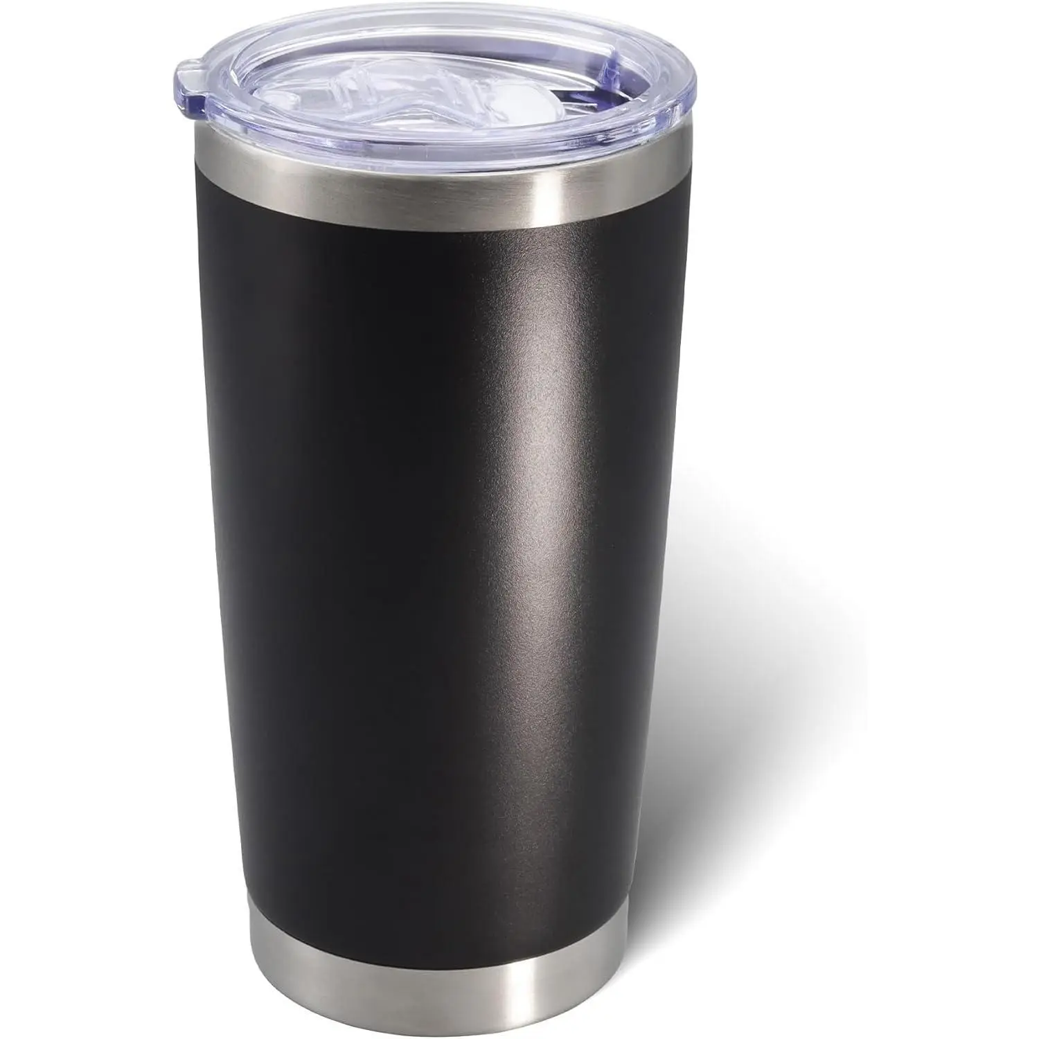 Portable Powder Coated Insulated Tumbler Cup - Double Wall Stainless Steel Vacuum Type Travel Mug with Splash-Proof Lid for Hot/Cold Drinks, Black Car Interior Accessory