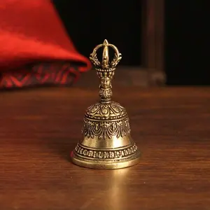 Elegant Vintage Bronze Hand Bell, Complex Metal Wind Chime with Decorative Patterns, Key Car Button Craft, Ideal Gift for Home Office Decoration