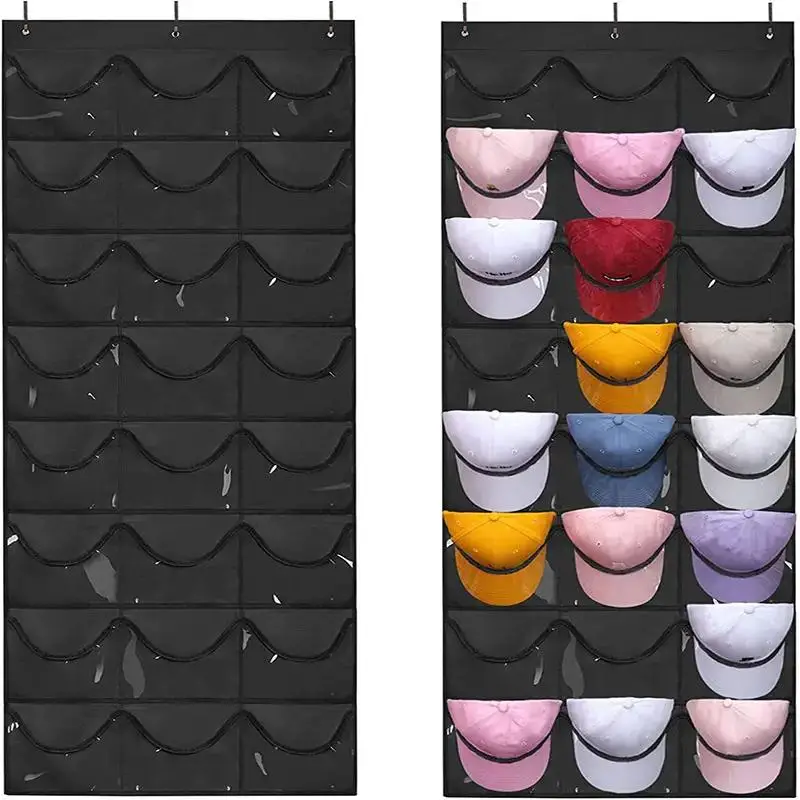 Hangable Hat Storage Organizer, 1 Count Punch Free Multi Grid Hat Organizer, Hanging Hat Storage Rack for Door & Wardrobe, Summer Essentials Home Orga