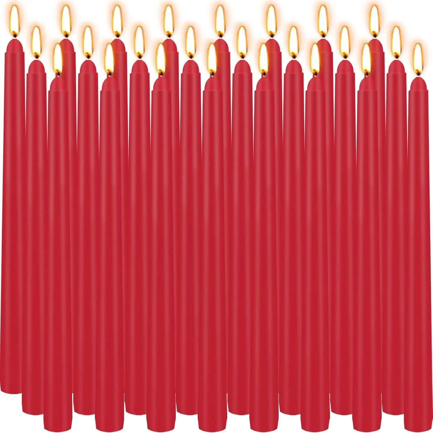 24 Pack 10 Inch Red Taper Candles Clean-Burning Unscented 7-8 Hour Burn Bulk Candles for Valentine's Day Holiday Wedding Dinner Table Fireplace Decor