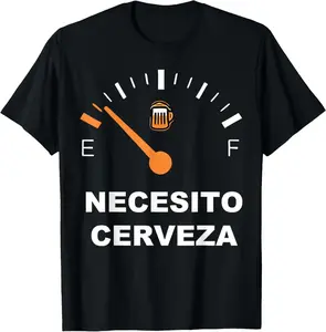 Necesito Cerveza T-Shirt for Men - Comfortable Menswear Top with Beer Gauge Design