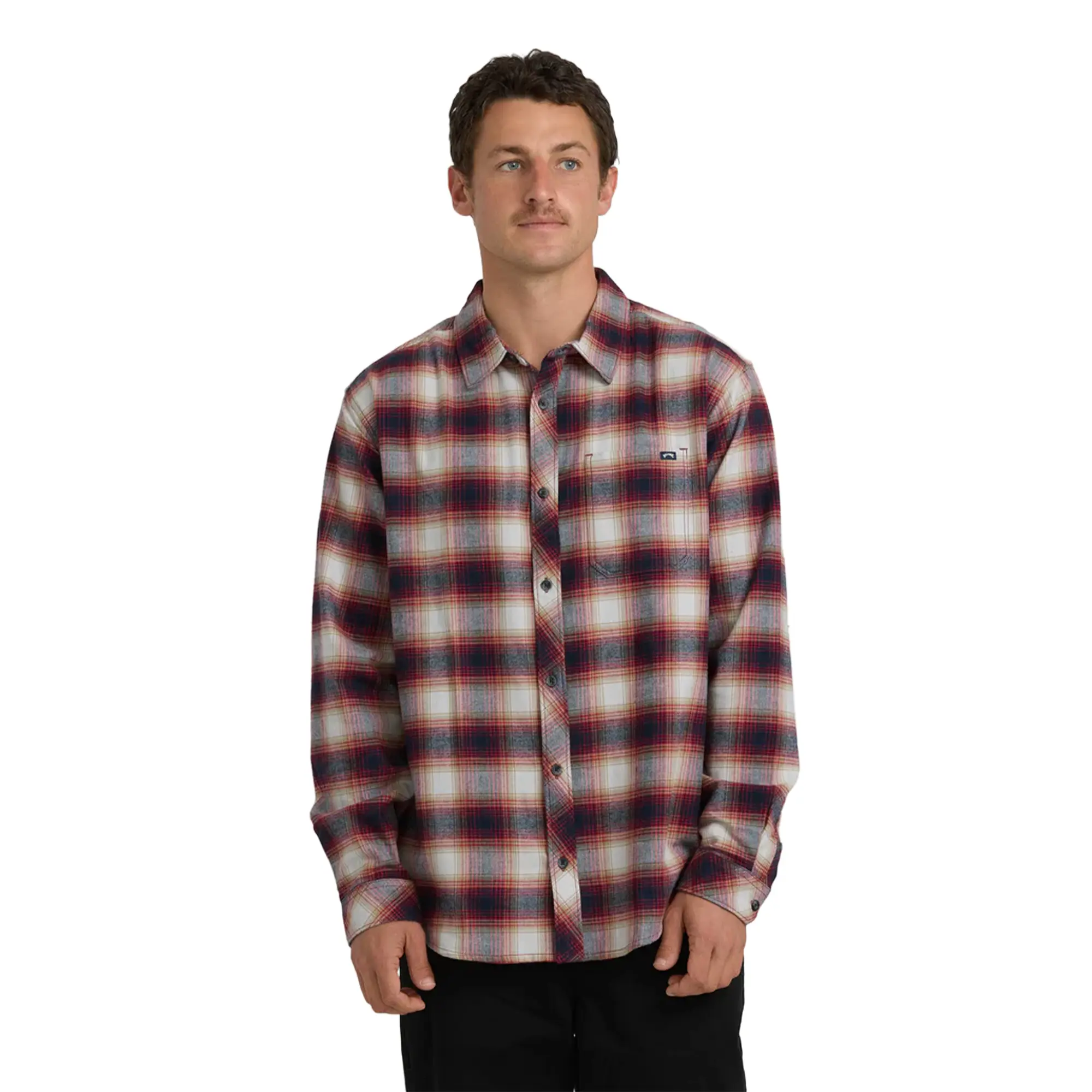BILLABONG Men's Coastline Long Sleeve Flannel Shirt, 100% Cotton Flannel, Relaxed Regular Fit, Laid-back Style, Chest Pocket, 100% Cotton Regular Fit, Weekend Getaways Everyday Casual