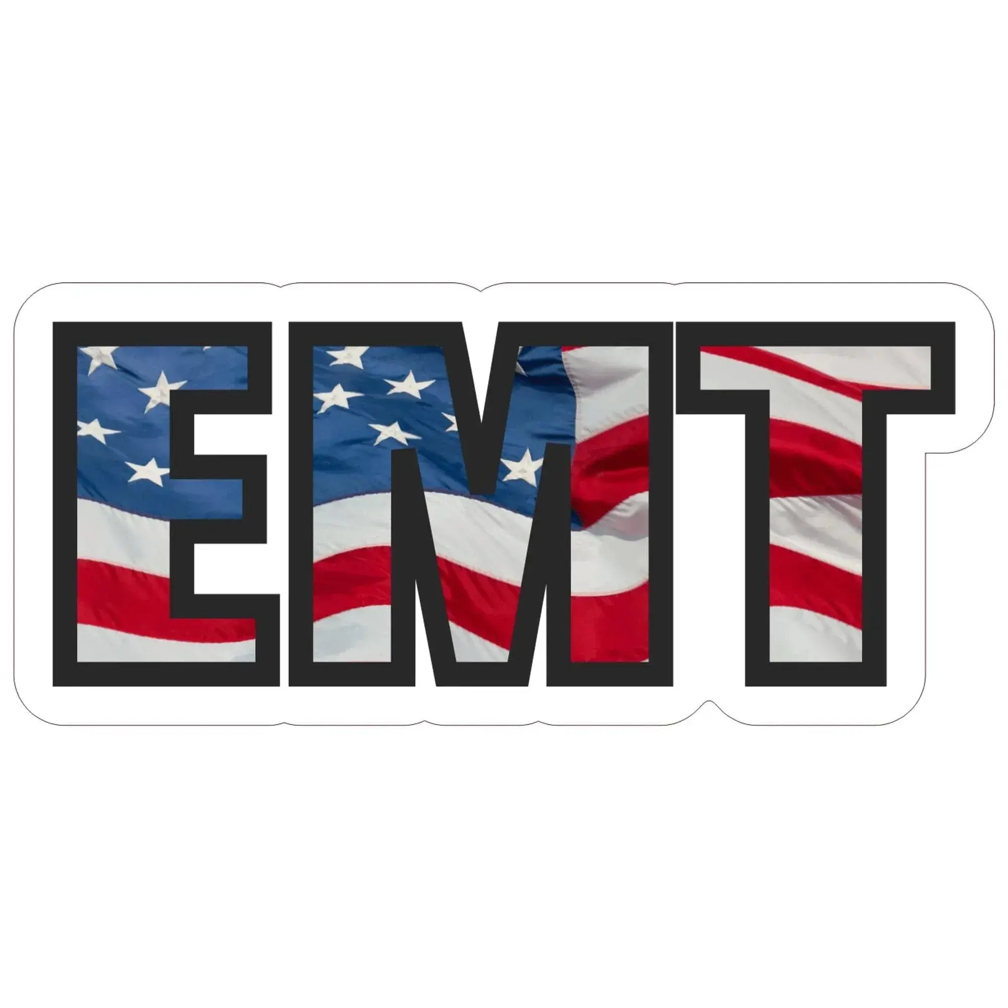 EMT US Flag Letters - 2x4.5 inch Sticker
