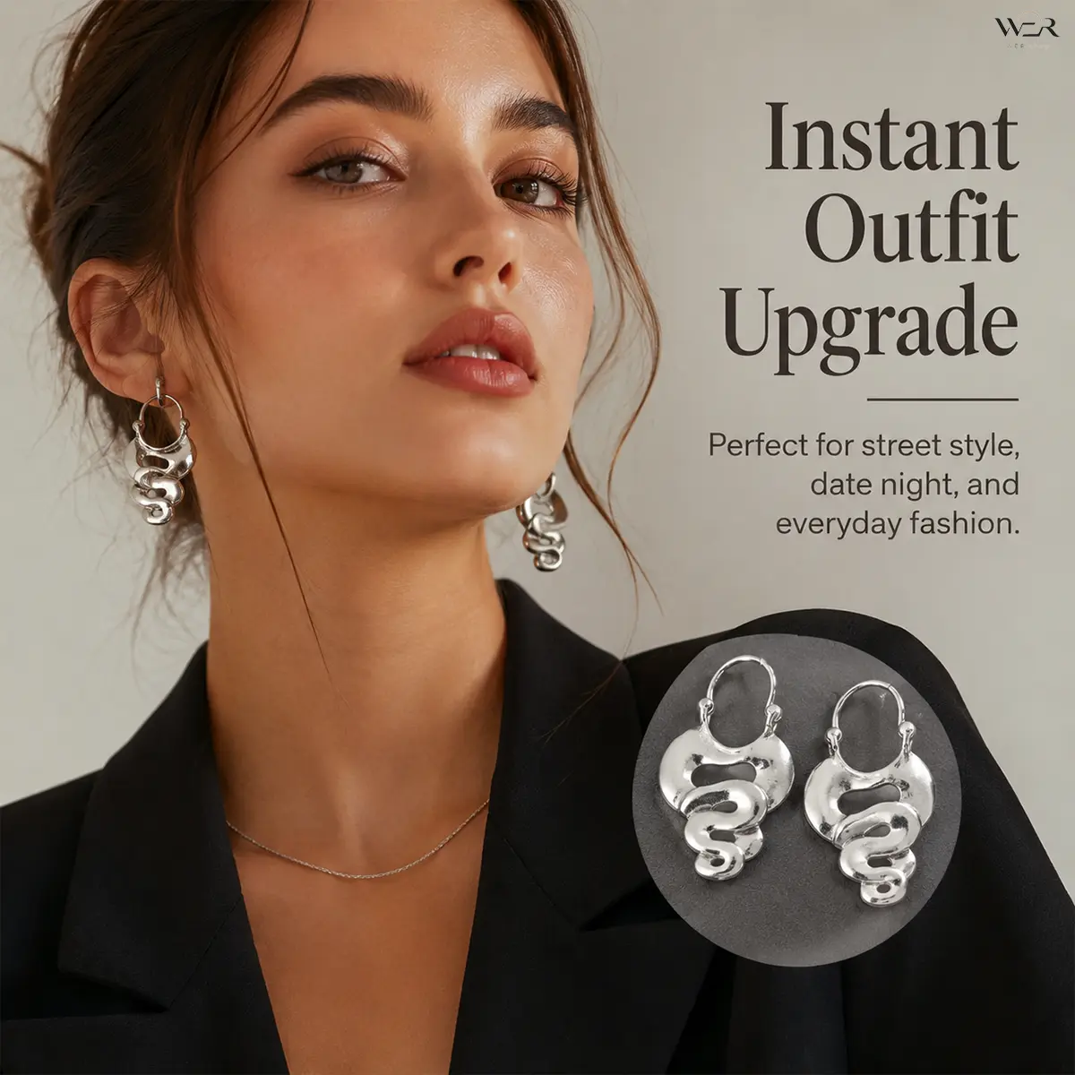 Women's Sculptural Statement Dangle Earrings, Modern Abstract Swirl Design in Polished Silver Tone, Lightweight Hooks for Daily Wear & Special Occasions, Modern Sculpture