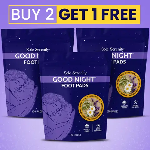 (3 Pack) Sole Serenity Good Night Sleep Detox Foot Pads with Magnesium Glycinate, Valerian Root, Lavender, GABA, Ashwagandha & Zeolite