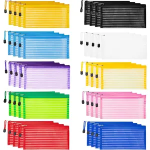 40 Pack 10 Colors Zipper Mesh Pouch, Storage Pencil Pouches, Multipurpose Pencil Pouch Bulk for School and Office Supplies,  Travel Accessories, Multicolor