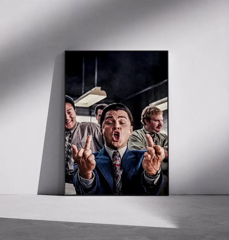 Jordan Belfort Poster, Leonardo DiCaprio Poster, Wolf of Wall Street Art Print, DiCaprio Wall Art, Movie Icon Decor Gift