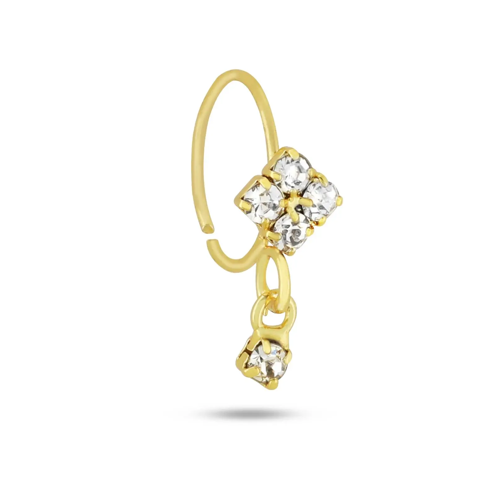 4 Nose Ring with Dangling Stone End, 20 Gauge