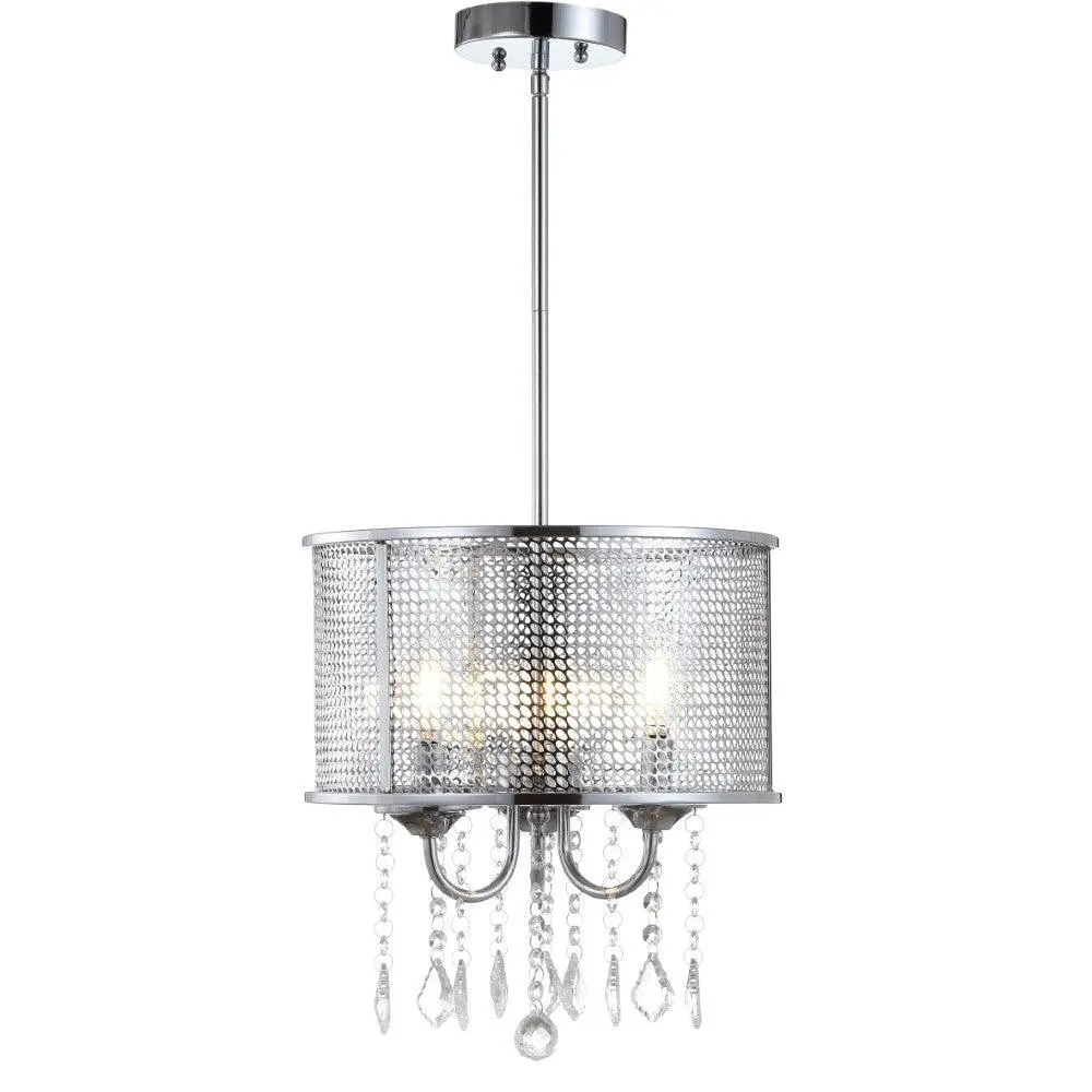 JONATHAN Y Avah Metal/Crystal Adjustable LED Drop Chandelier