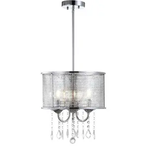 JONATHAN Y Avah Metal/Crystal Adjustable LED Drop Chandelier