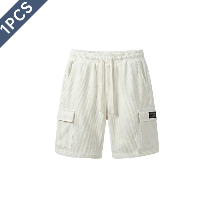 2-pack men’s athletic casual shorts, mid-length shorts for summer with a waffle texture, elastic waistband and drawstring; comfortable and breathable—ideal for the beach, outdoor hiking, everyday wear, and commuting.