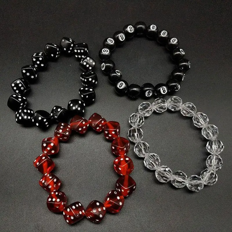 Colorful Acrylic Dice Beads Stretch Bracelets Funny Game Lucky Dice Bracelets Women Fashion Jewerly