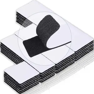 20 Sets Heavy Duty Adhesive Hook and Loop Strips - 6x2, 4x2, 4x1, 2x2 Inches  Double-Sided Fasteners for , School, Office, and Classroom Use, Black Interlocking Tape