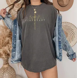 Comfort Colors Fireheart Shirt, Throne Of Glass Tee, Fantasy Book Shirt, You Do Not Yield T Shirt, Aelin Quote Tee, Bookish Reader Shirt, Vintage Fantasy Tee, Casual Fit Tee, Trendy Graphic Shirt