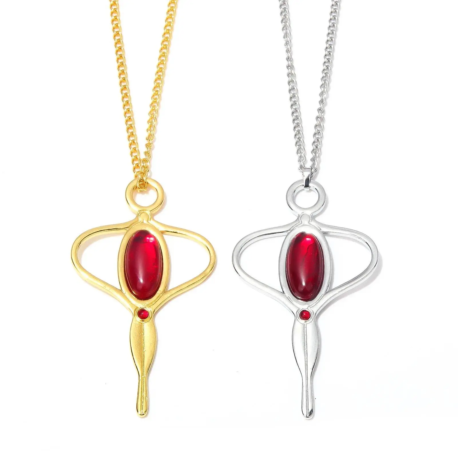 Anime Theme Unisex Fandom Wear Brdwn Puella Magi Madoka Magica Sakura Kyouko 7.2cm Character Form Cosplay Model Necklace Pendant, n01088-gold, One-Piece