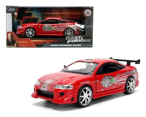 1:24 Brian’s 1995 Mitsubishi Eclipse with Dom’s Mazda RX-7 Graphics Red Fast & Furious by Jada