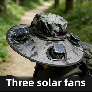 Solar Fan Camouflage Hat Men's Summer Fishing Hat Sun Hat Big Eaves Hat Sun Protection Hat Outdoor