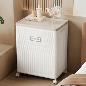 Collapsible Laundry Basket with Wheels and Lid Large Capacity Organizer Plastic Storage Container for Clothes Towels & Home Organization