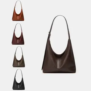 Women's Solid Color Pu Leather Shoulder Bag, Simple Large Capacity Crossbody Bag, Casual Trendy Versatile High-quality Daily Commuting Bag, Girl Fashionable Shopping Bag