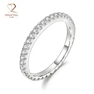 Delzzad S925 VVS Synthetic Moissanite Stackable Eternity Ring Perfect Birthday Mother’s Day Gift for Men Women Wedding Set