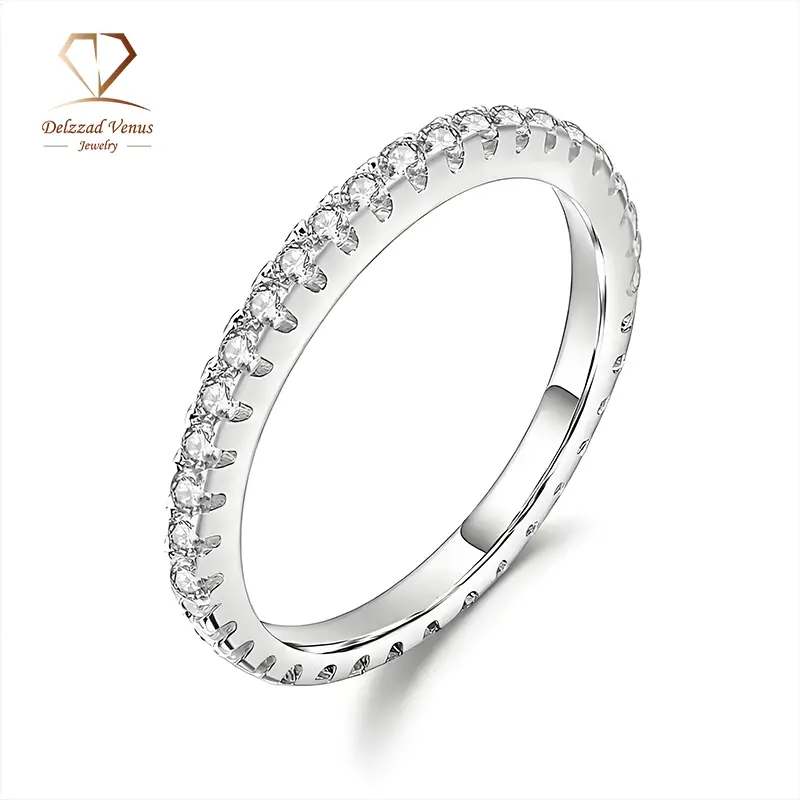 Delzzad S925 VVS Synthetic Moissanite Stackable Eternity Ring Perfect Birthday Mother’s Day Gift for Men Women Wedding Set