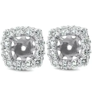 3/4 Ct Diamond Stud Earring Cushion Halo Jackets 14k White Gold (5-5.5mm)
