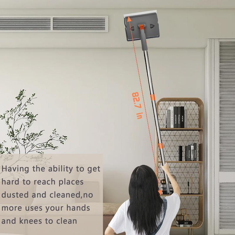 【Black Friday】Baseboard Cleaner Tool With Long Handle Wall Cleaner Mop With Extendable Handle 6 Reusable Mop Pads Duster Cleaning Tools For Baseboard Floor Door Molding Skirting Board Ceiling Wall Window Tile Adjustable,Christmas Gift