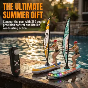 2.4GHz RC Controlled Sailboat, NO.2 TOYS Dual-Speed Propellers Balance Light with LED Strips, High-Speed Water Racer for Ages 12+ Teens, Ideal Summer Easter Gift (Electric Remote Control Boat)