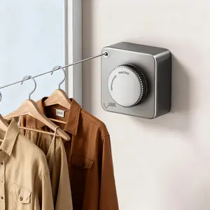 Strong & Durable Retractable Clothesline, 189 Inch Stainless Steel Line, Ideal for Indoor Use, Space-Saving Design for Homes & Balconies, Household Invisible Clothesline