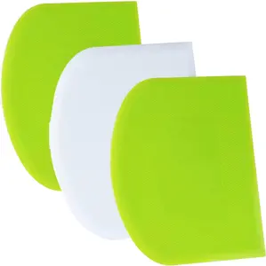 Dough Scraper Bench Scraper - 3P 4.7x3.7" Plastic Flexible Bowl Scraper, Sharp Edge & Angles Cake Scraper. Non-Slip Bakeware Decorating Tools Sculpting & Modeling Tools - Green+White+Green Kitchen