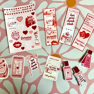 Love At First Chapter Book Accessories | Book Lover Gift Set | Bookmarks, Stickers & Notebook Bundle