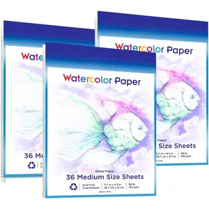 - Total of 108 Sheets (11.7" x 8.3") of Heavy Stock Watercolor Paper - Loose White Sheets.  for Water Coloring, Art, Drawing, Sketching and  Mixed Media - 160 GSM