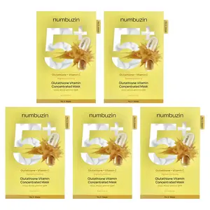Numbuzin No.5 Glutathione Vitamin Concentrated Beauty Mask, 5 Sheets, 0.91 fl oz (27 ml) Each