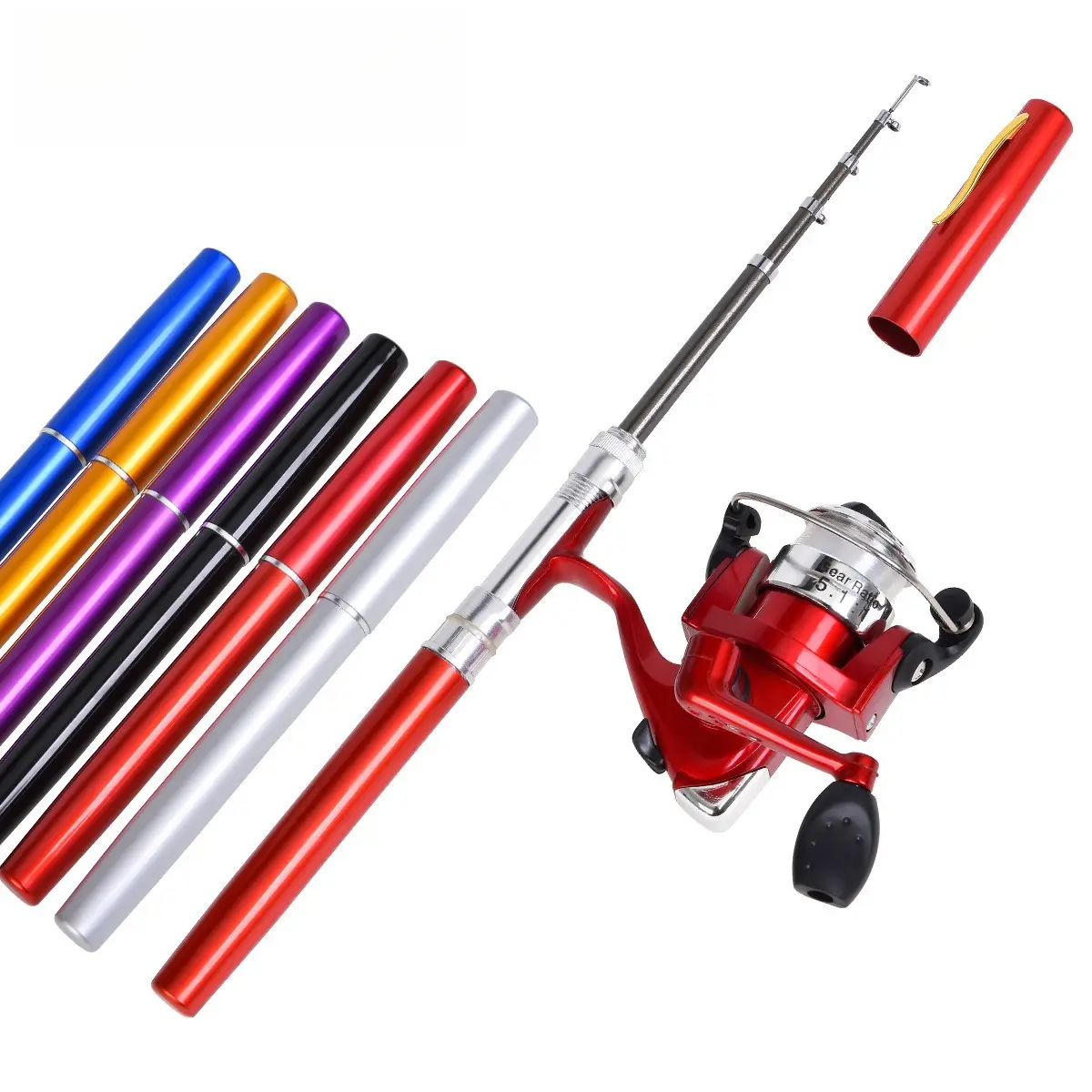 Ultra-Light Telescopic Pen Fishing Rod Combo 20cm Compact 100cm Extended ABS Spinning Reel for Ice Stream Fishing 6 Color Options