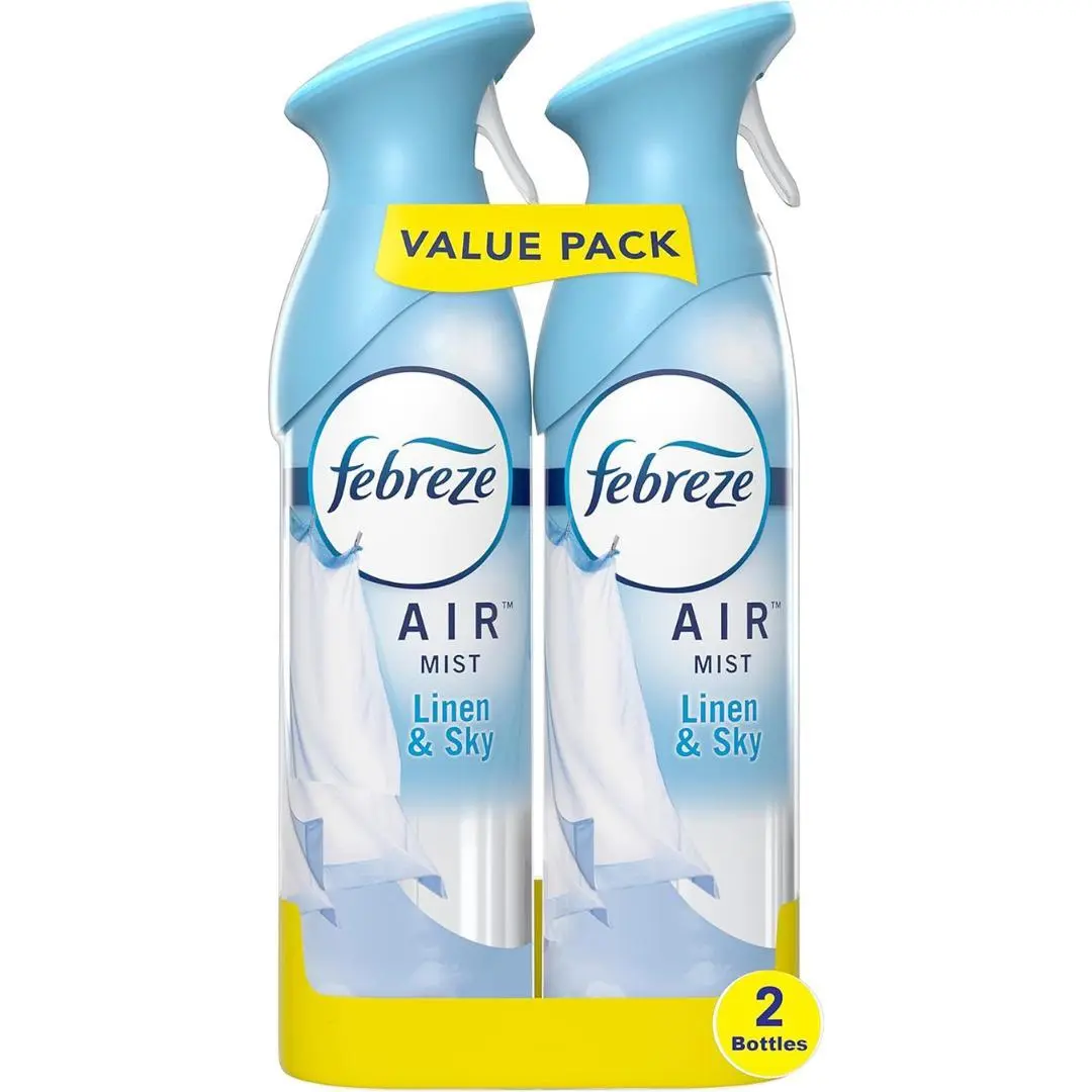 Febreze Air Mist Air Freshener Spray, Odor-Fighting Room Spray, Air Fresheners for Home and Bathroom and Kitchen, Aerosol Can, Linen & Sky Scent, 8.8oz, 2 Count