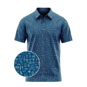 [Ship From US] - Texas Icon Pattern Polo Shirt, Men’s All Over Graphic Polo, Western Inspired Casual Performance Golf Shirt